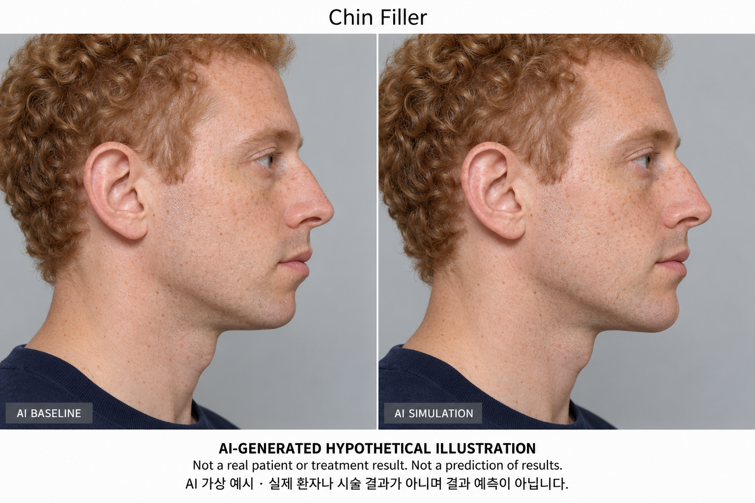 Fictional AI illustration; not an actual patient, result or prediction — Chin Filler
