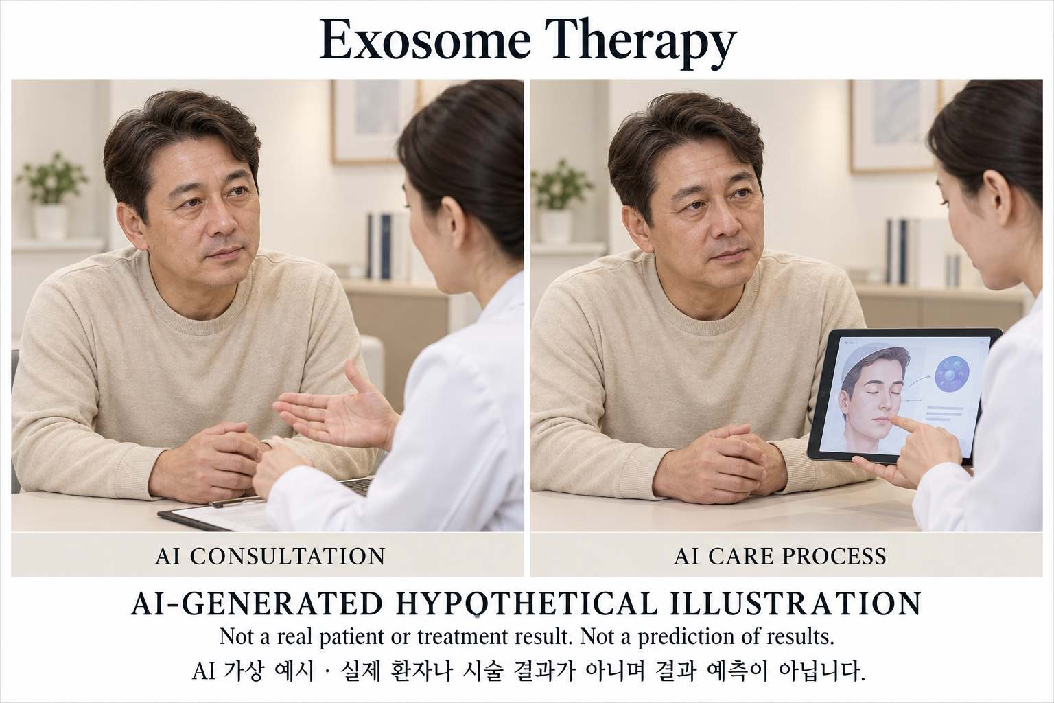 Fictional AI illustration; not an actual patient, result or prediction — Exosome Therapy