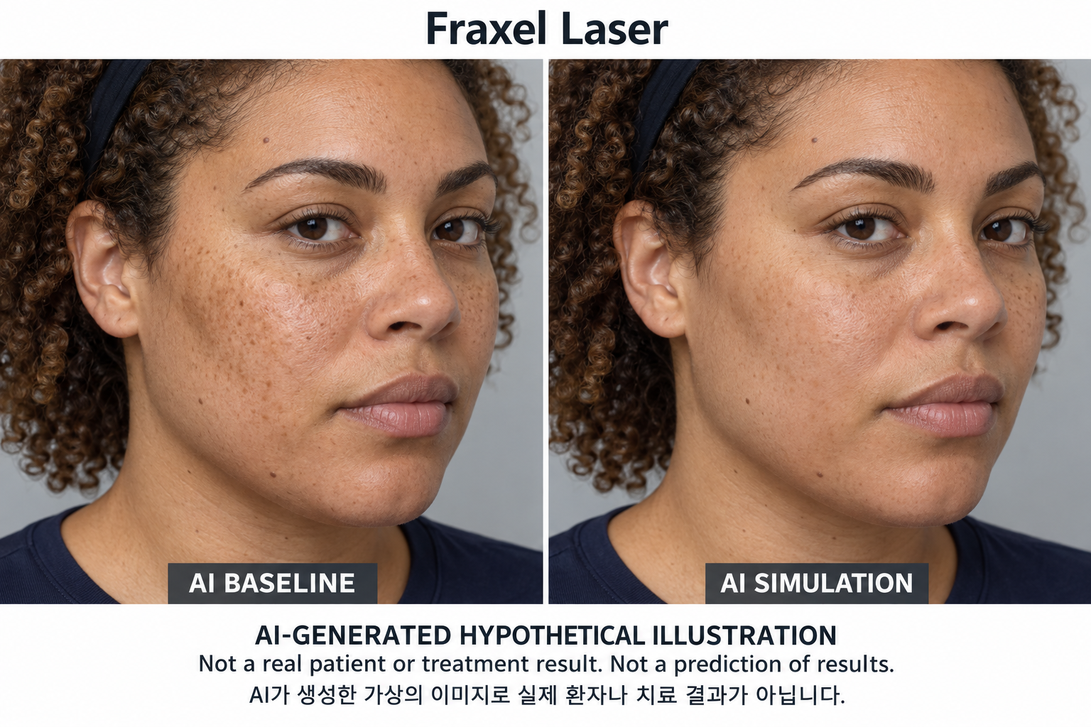 Fictional AI illustration; not an actual patient, result or prediction — Fraxel Laser
