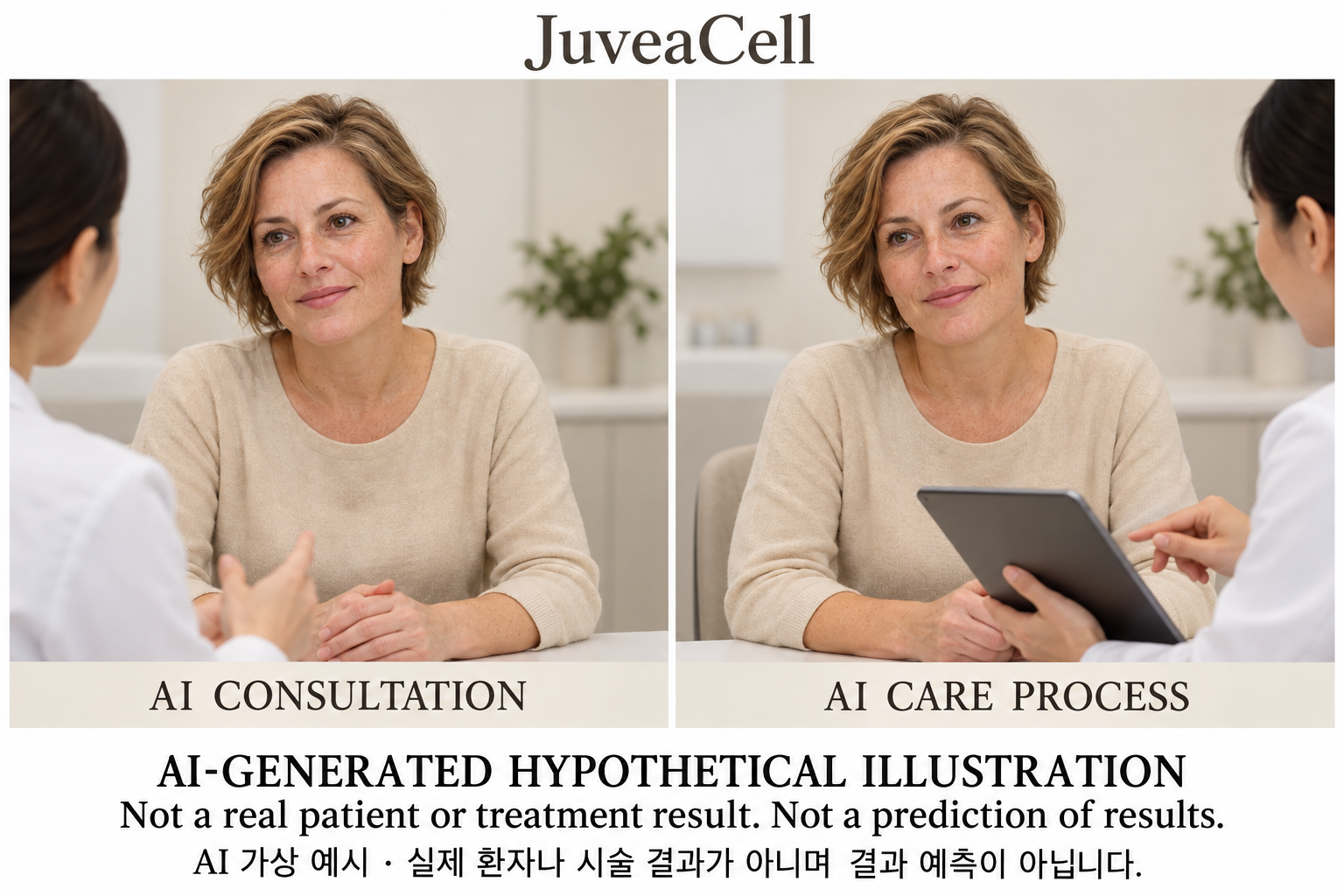 Fictional AI illustration; not an actual patient, result or prediction — JuveaCell