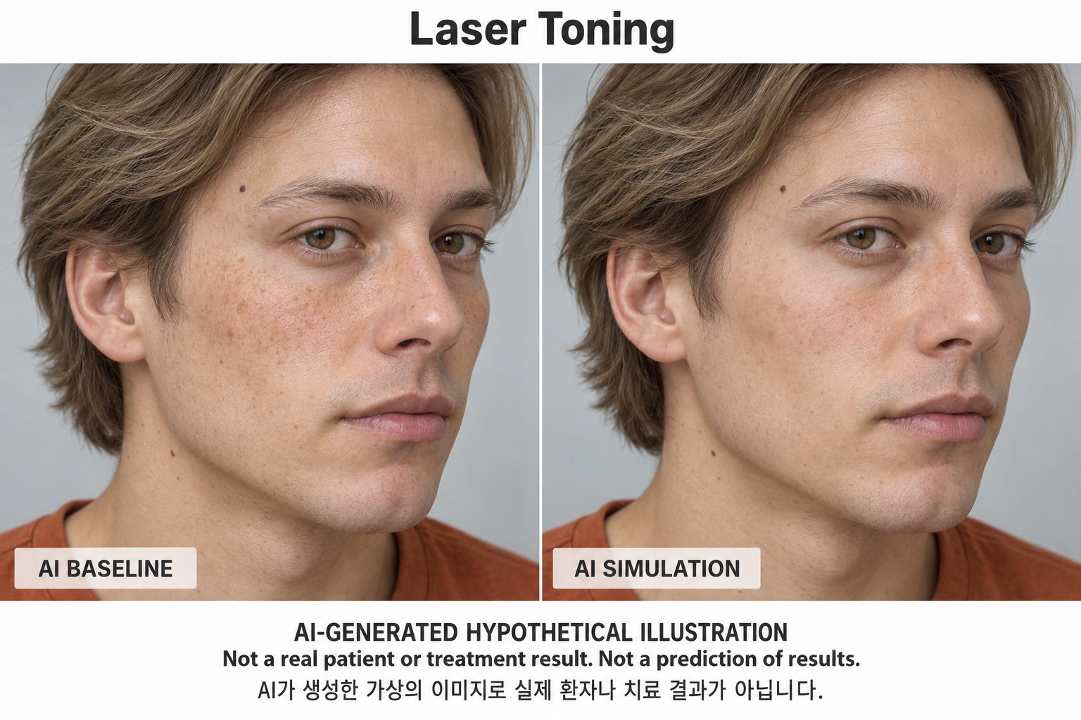 Fictional AI illustration; not an actual patient, result or prediction — Laser Toning