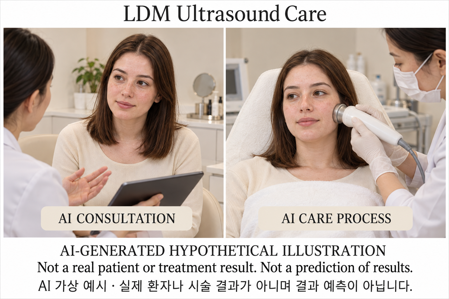 Fictional AI illustration; not an actual patient, result or prediction — LDM Ultrasound Care