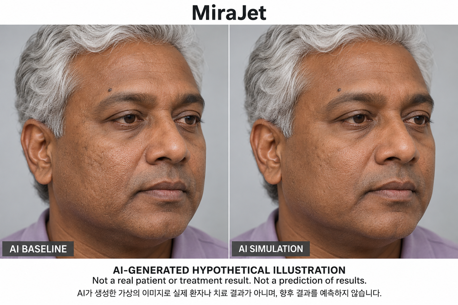 Fictional AI illustration; not an actual patient, result or prediction — MiraJet