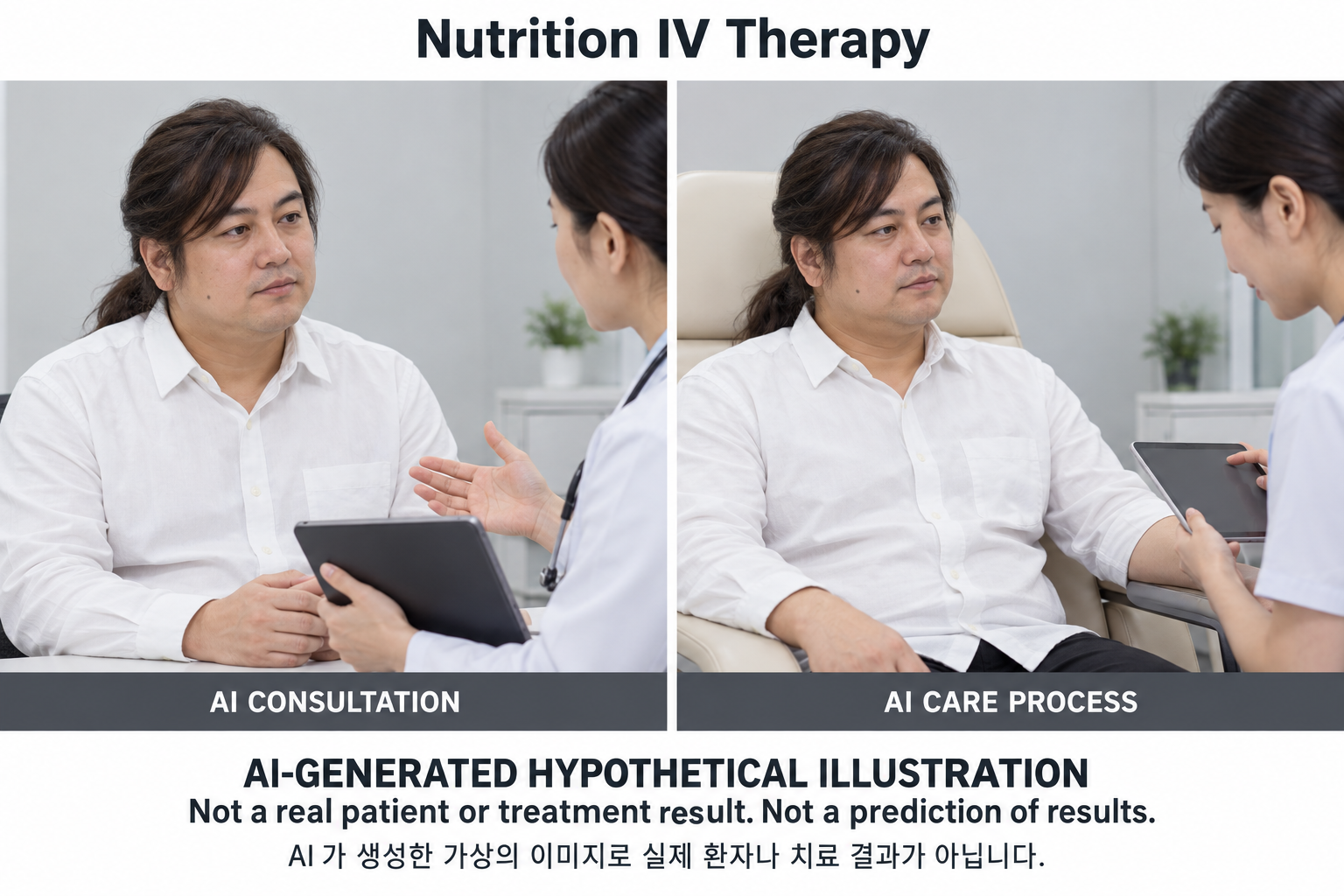 Fictional AI illustration; not an actual patient, result or prediction — Nutrition IV Therapy