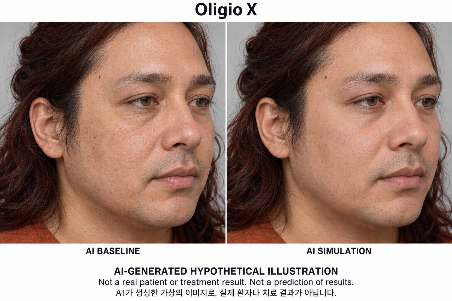 Fictional AI illustration; not an actual patient, result or prediction — Oligio X