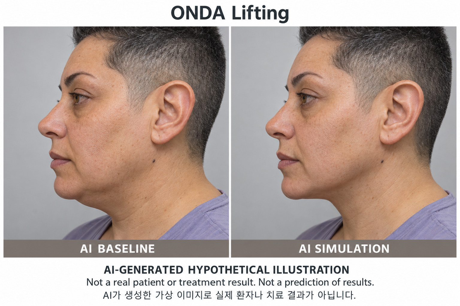 Fictional AI illustration; not an actual patient, result or prediction — ONDA Lifting