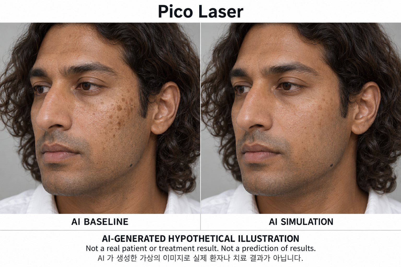 Fictional AI illustration; not an actual patient, result or prediction — Pico Laser