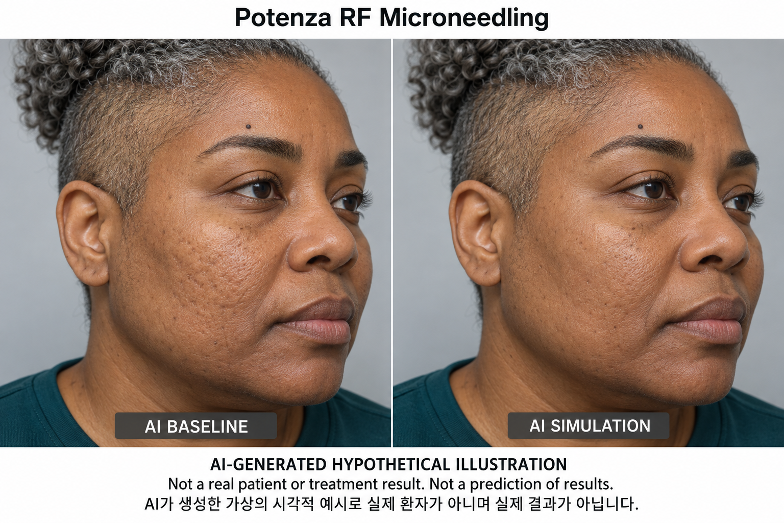 Fictional AI illustration; not an actual patient, result or prediction — Potenza RF Microneedling