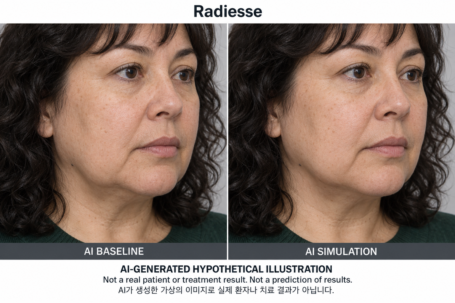 Fictional AI illustration; not an actual patient, result or prediction — Radiesse