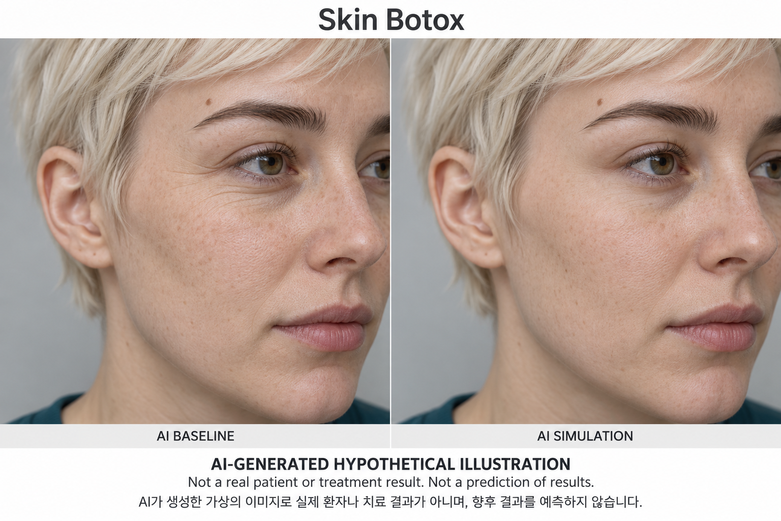 Fictional AI illustration; not an actual patient, result or prediction — Skin Botox