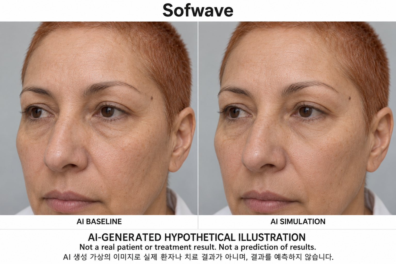 Fictional AI illustration; not an actual patient, result or prediction — Sofwave