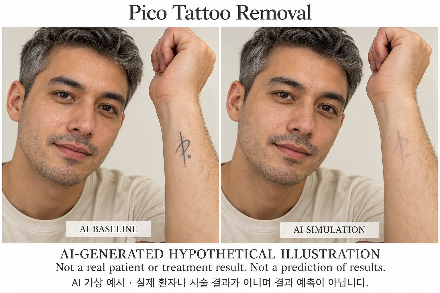 Fictional AI illustration; not an actual patient, result or prediction — Pico Tattoo Removal
