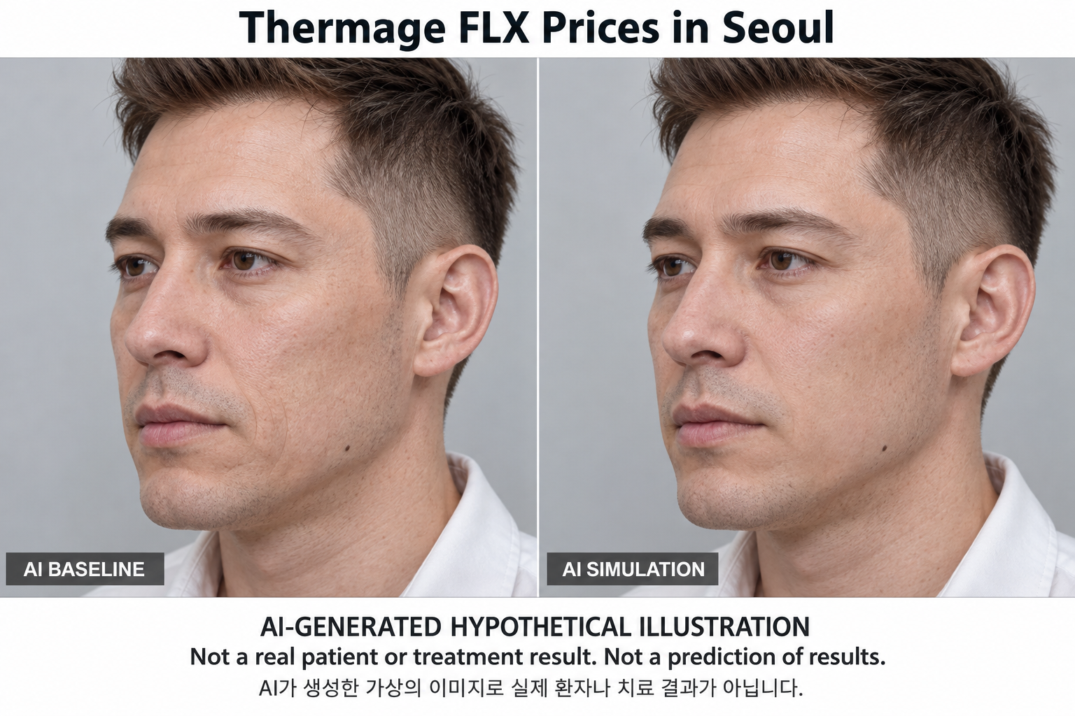 Fictional AI illustration; not an actual patient, result or prediction — Thermage FLX