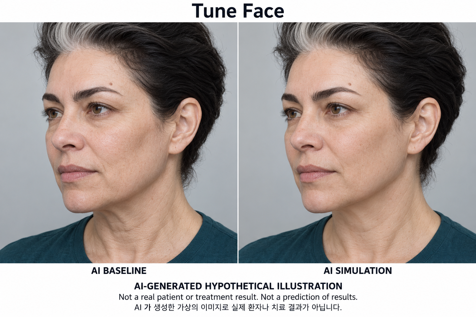 Fictional AI illustration; not an actual patient, result or prediction — Tune Face