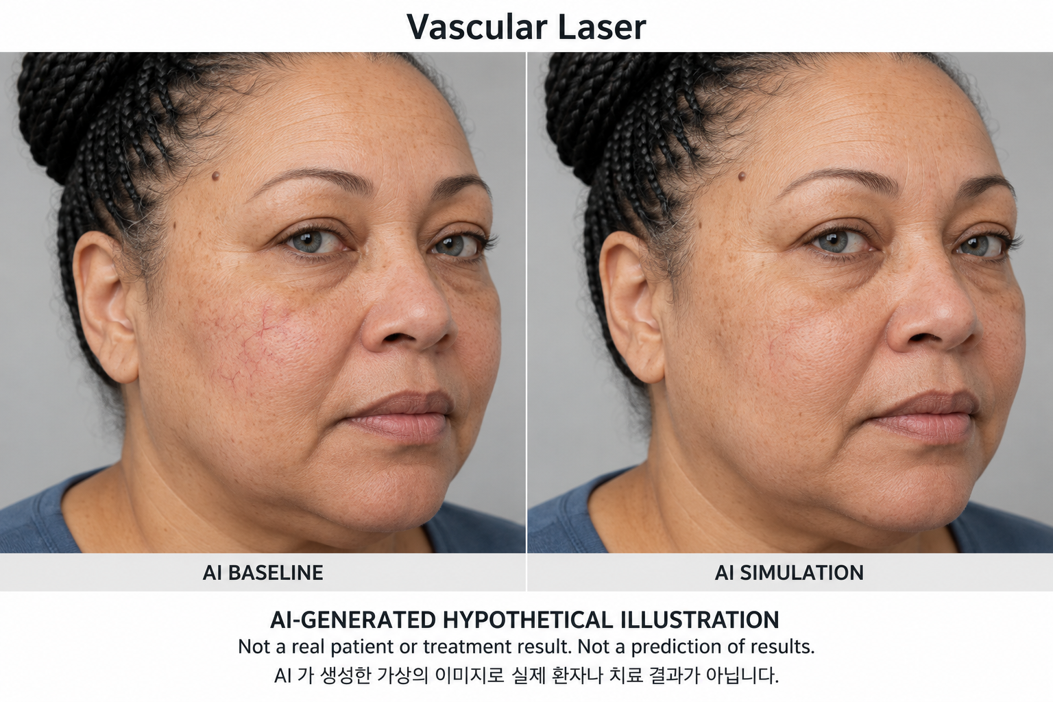 Fictional AI illustration; not an actual patient, result or prediction — Vascular Laser