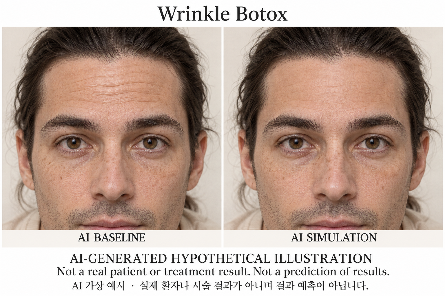 Fictional AI illustration; not an actual patient, result or prediction — Wrinkle Botox